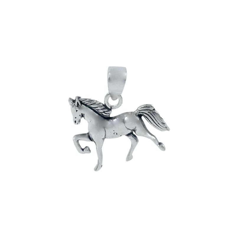 Sterling Silver Smaller Plain Horse Pendant - CHPL0072 - Click Image to Close